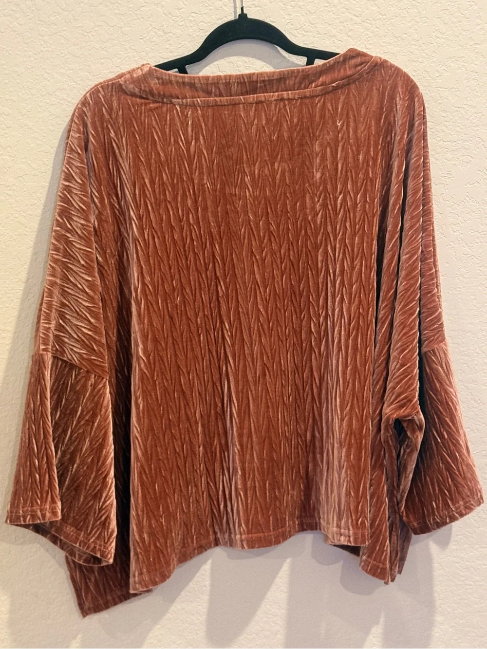 POL Textured Velvet Long Sleeve Top in Rust - Picture 2 of 8